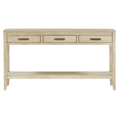 59.1'' Farmhouse Entryway Table with 3 Drawers, Painted Console Table with Bottom Shelf & Iron Handles, Minimalist Sofa Table for Living Room, Hallway, Kitchen, Bedroom, Office