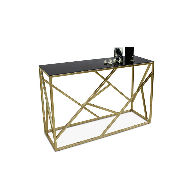 Goshorn 120cm Glass Top Console Table, Gold