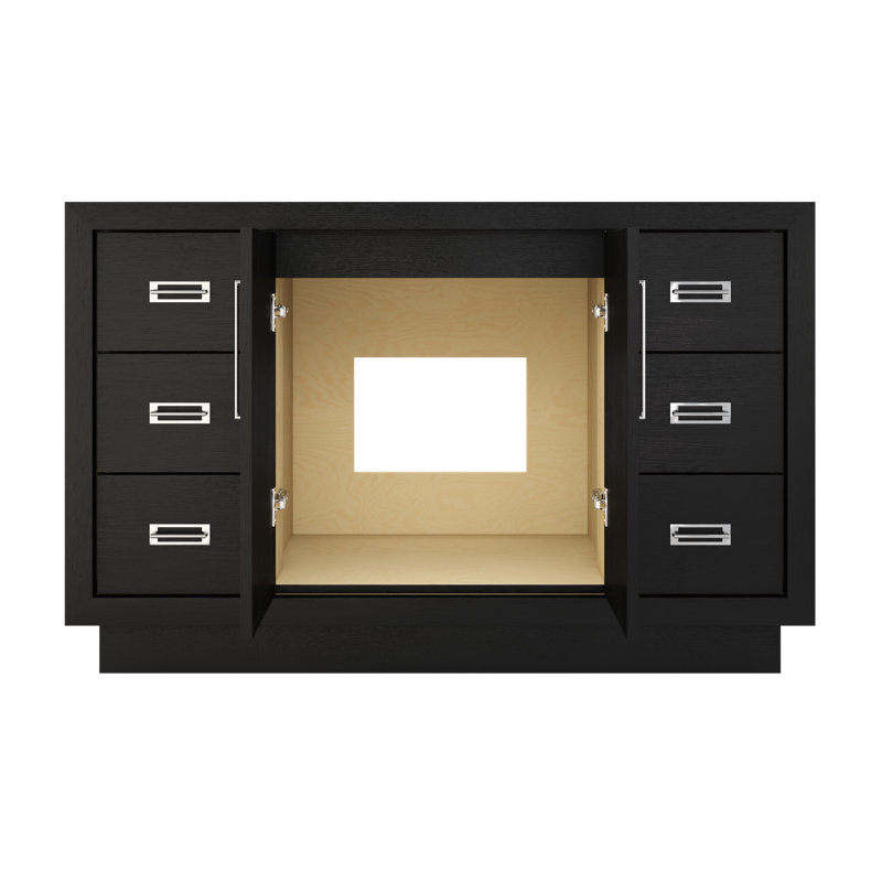 Avalon Single Extra Wide Bath Vanity, 54", Classic Black, Polished Chrome