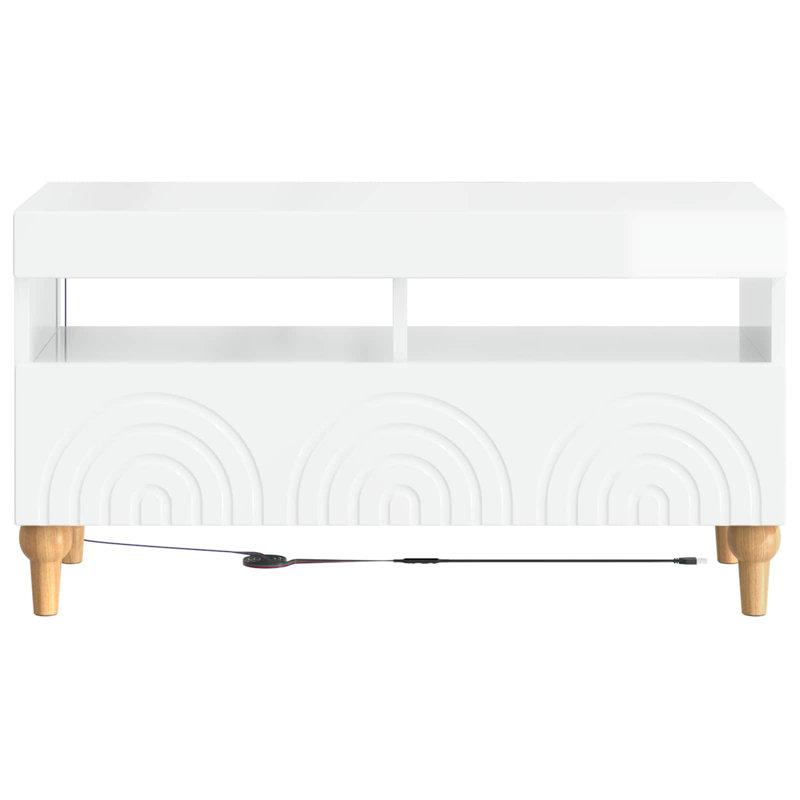 TV Stand, 43cm H x 81cm W x 35cm D, High Gloss White