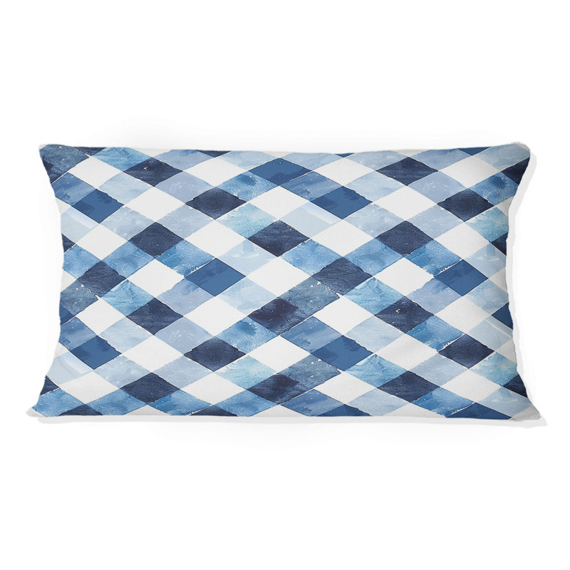 Coussin lombaire moderne à imprimé vichy bleu marine IV