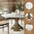 Aversa Modern Round Dining Table, Sintered Stone & Travertine Top With Lazy Susan, Farmhouse Kitchen Table For Dining Room-296602370-296602369