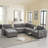 104" Chenille Tufted Upholstered Sectional with a Movable Ottoman and 2 Multifunctional Consoles-1728405709
