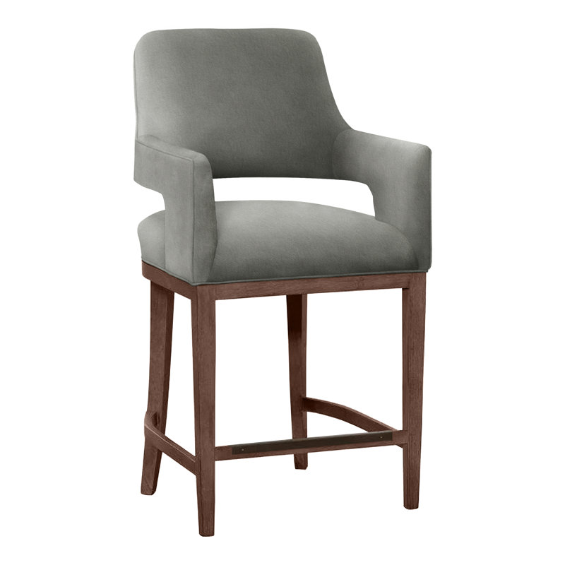 Tabouret de bar et de comptoir Josie, Noyer, Étain 9953, Tabouret de comptoir (siège d'une hauteur de 26,5