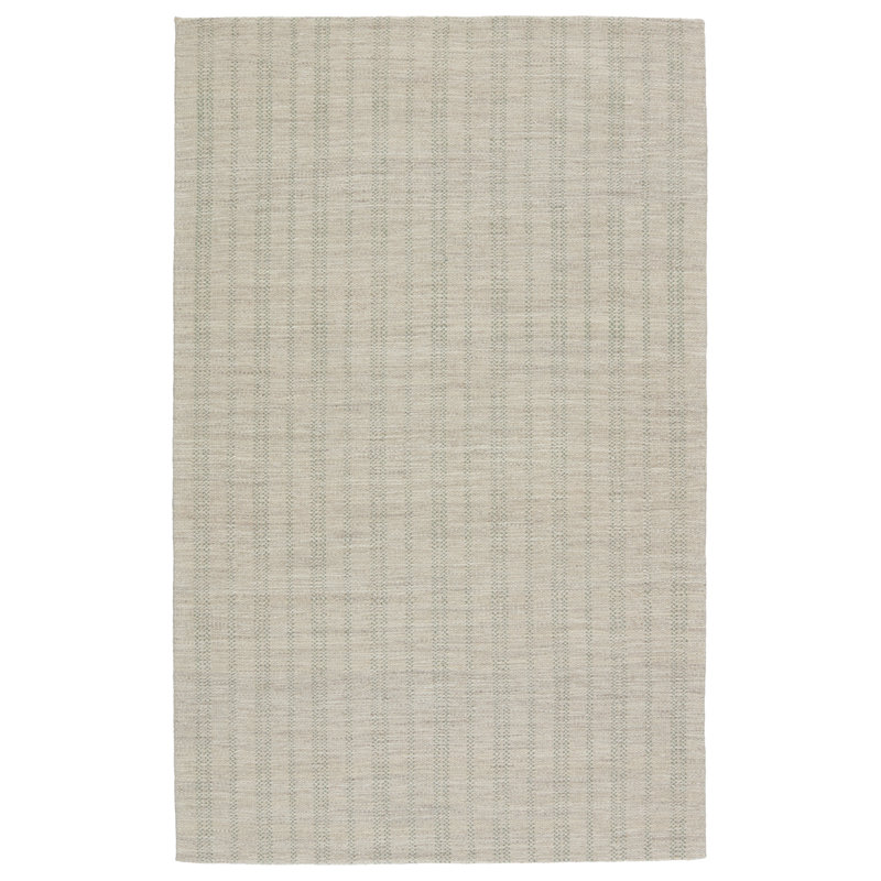 Ginevra Handmade Striped  Area Rug , Rectangle 10' x 14', Light Gray/Light Green