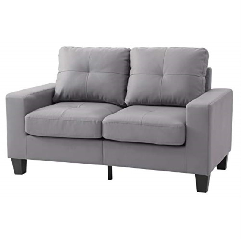 Vegas Upholstered 58'' Loveseat, Gray Faux Leather, 36" H x 58" W x 32" D