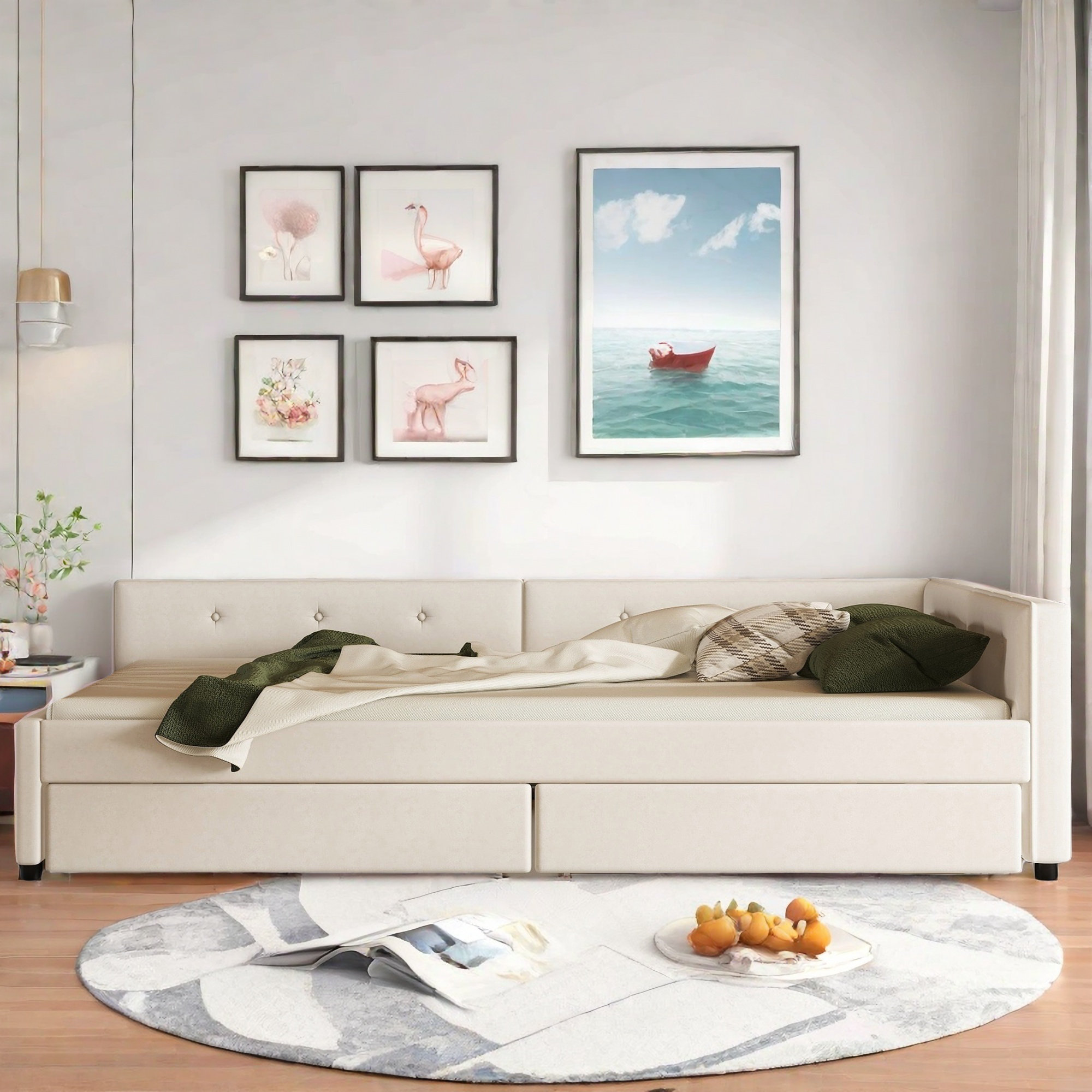 Latitude Run® Aboubakr Upholstered Platform Bed with USB Ports and 2 ...
