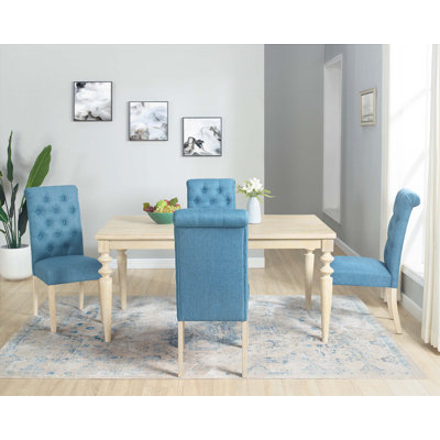 Ensemble de salle à manger 5 pièces à pieds tournés avec 4 chaises capitonnées