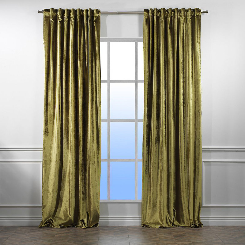 Panneau de rideau simple doublé occultant en velours brillant extra large et très long, L 100 po x L 120 po, 24 lime