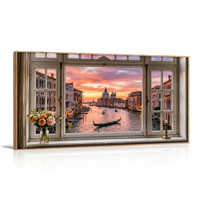 Venice Sunset Canvas Wall Art Oil Painting Print Set Of 1