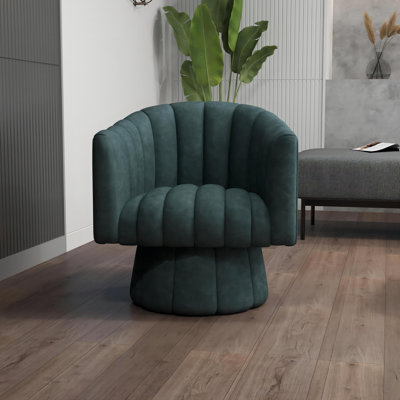 Faux Leather Upholstered Swivel Barrel Chair