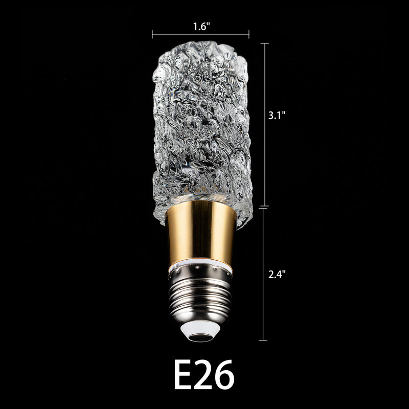Ampoule DEL en cristal de style solide, blanc chaud 3000K, ampoules à culot moyen E26 / 27 (base non incluse), 1.6" * 5.5"