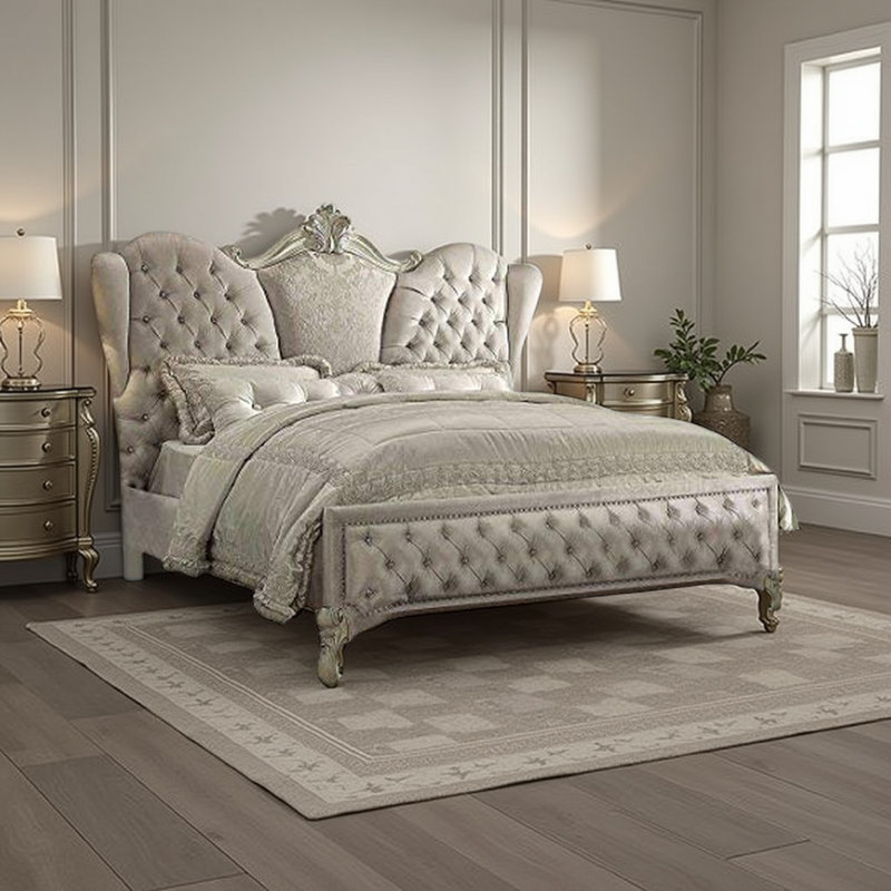 Grand lit plateforme tapissier Citrana