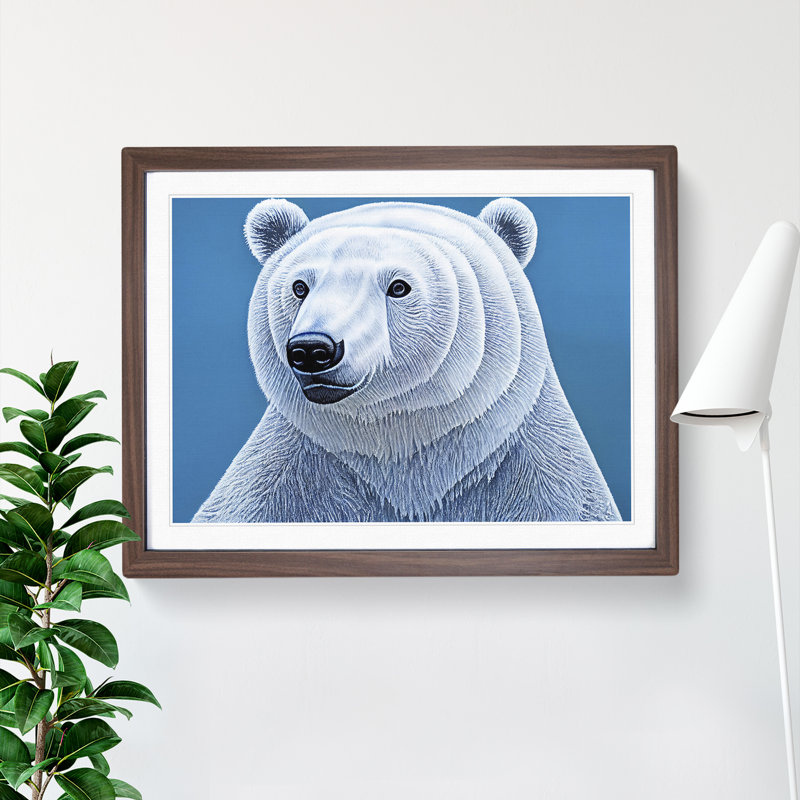 Edgy Polar Bear - Single Picture Frame Print, 46cm H x 64cm W x 2cm D, Walnut Frame