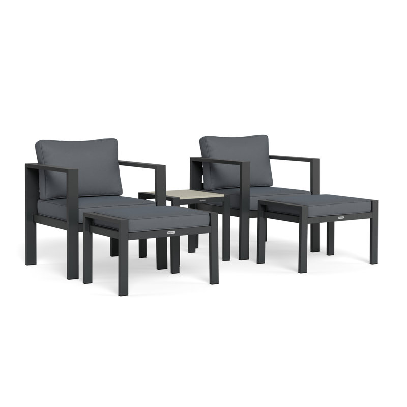 Lakeview Modern 5-Piece Aluminum Bistro Set, Charcoal