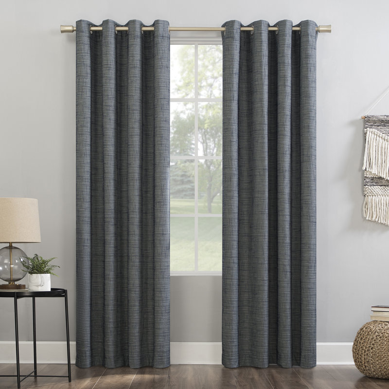 Burlap Weave Thermal Extreme 100% Blackout Grommet Curtain Panel, 52" W x 96" L, Gray
