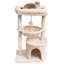 Arbre à chat pour chats d'intérieur, tour pour chat avec poteau à griffer, maison pour chat moderne avec perchoir rembourré, maisonnette pour chatons avec berceau, beige-1613361058