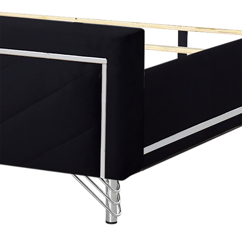 Holtzclaw Polyester Fabric California King Panel Bed, Ebony, California King