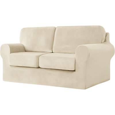 Sofa Cover With Separate Seat Cushions And Backrests Stretch Velvet Sofa Slipcover Couch Covers Furniture Protector Split Combined (2 Seat Set 5 PCS)