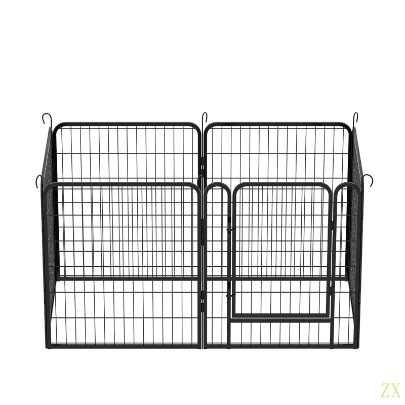 Parc d'exercice en métal robuste à 6 panneaux avec porte, clôture pour chien H 31,7 po pour l'extérieur et l'intérieur