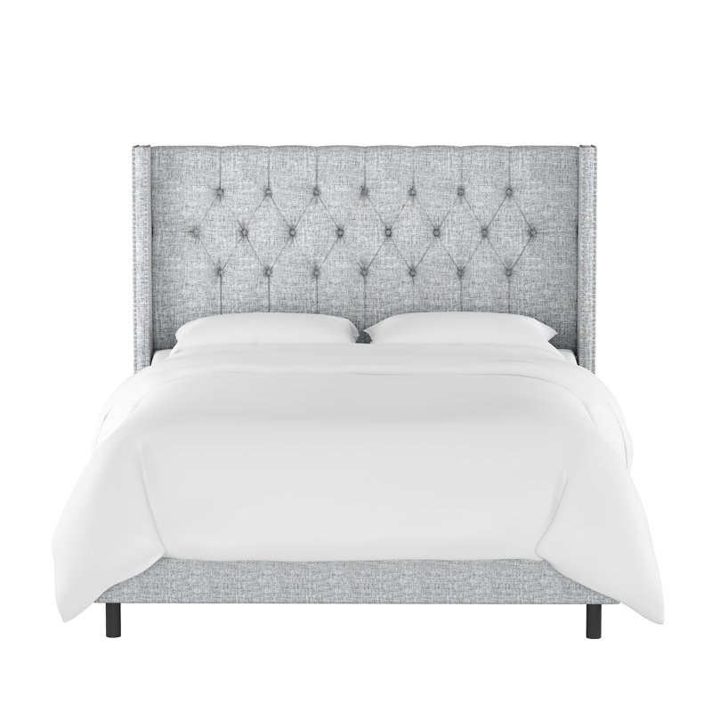 Lit tapissier standard Casstown, Simple, Lin texturé pierre ponce Zuma