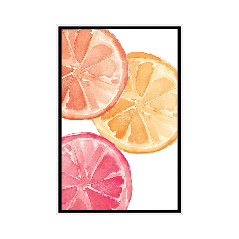 Citrus Slices by Melissa Selmin - Print on Canvas, 66.04 cm H x 45.72 cm W, White Framed
