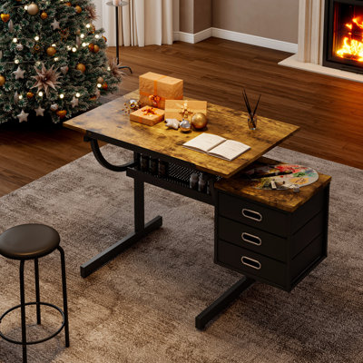 And Metal Black Drafting Table With Stool Tools Holder Art Supplies Compartments For Creativity