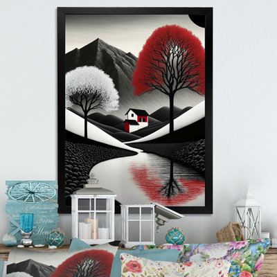 «White and Red Tree In The Mountains», reproduction sur toile