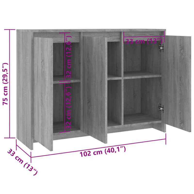 Gocio 102cm Sideboard, Grey Sonoma