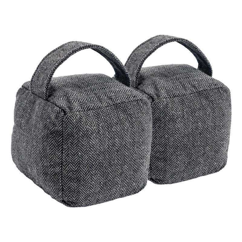 Nicola Spring - Herringbone Door Stops - 16 x 16cm - Grey