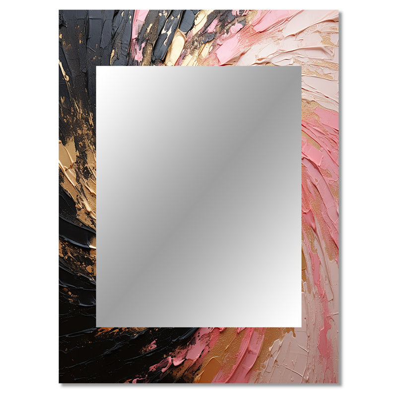 Minimalism Vortex Pink Poteries - Modern Rectangular Wall Mirror, 40" x 30"