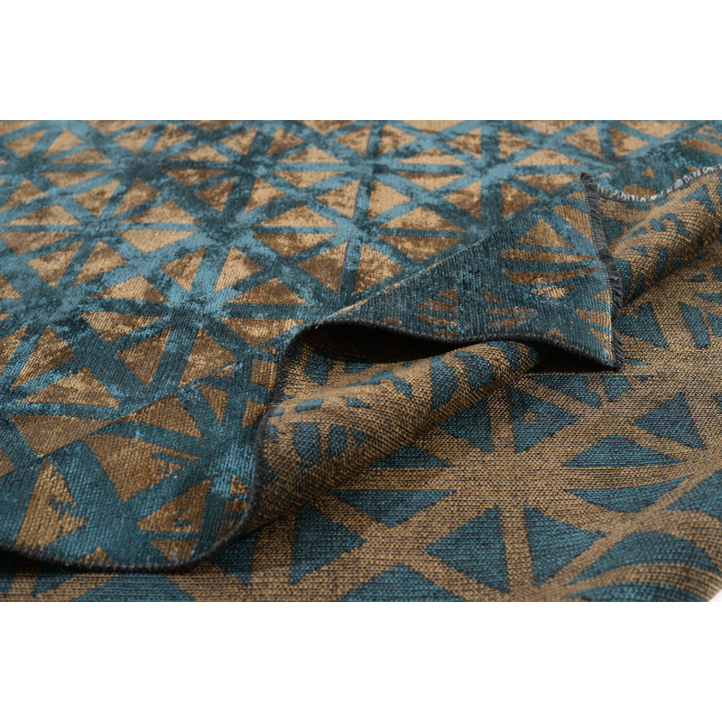 Geometric Area Rug in Brown/Blue, Rectangle 7'10" x 11'2"