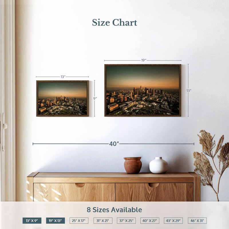 Los Angeles Sepia Sky, 19" X 13", Floating Frame Walnut