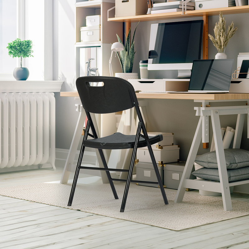 Paquet de 6 chaises pliantes plus épaisses de 800 lb, chaise pliante de qualité commerciale, Noir