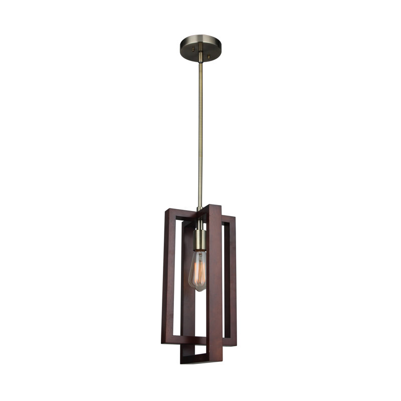 Luminaire suspendu rectangulaire 1 lumière Erick, Laiton