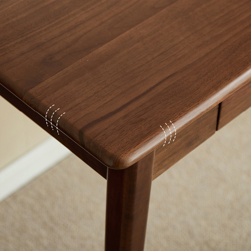 Bureau rectangulaire en bois massif brun noisette avec 2 tiroirs