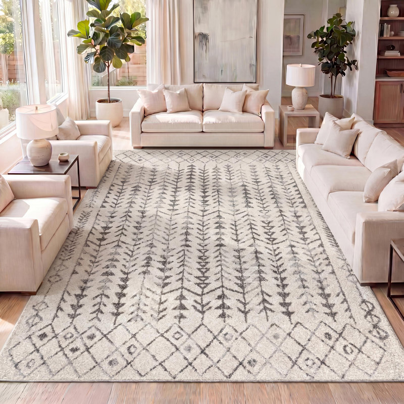 Tapis crème / gris Boutte, Rectangle 7 pi 9 po x 10 pi