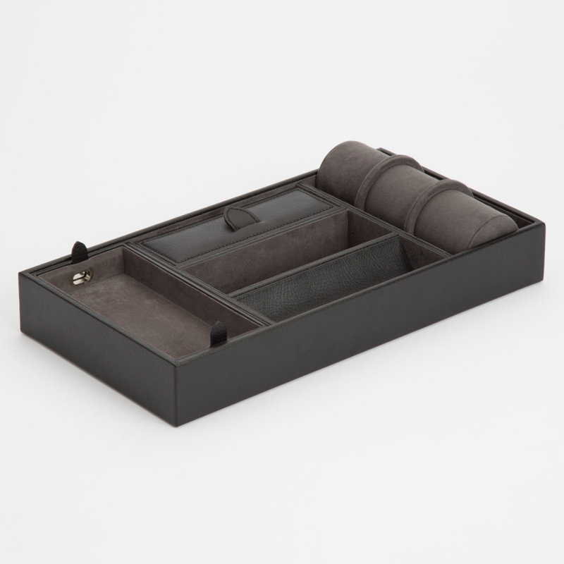 Blake Leather Jewelry Organizer Tray, Black