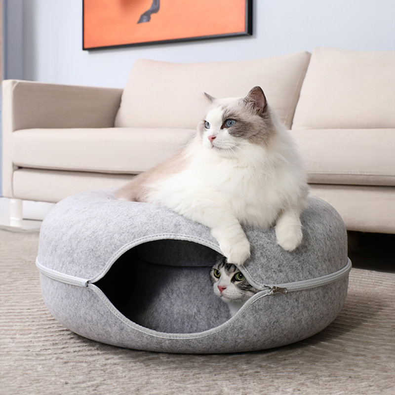 Wimberley Velvet Nest Pet Bed, Light Grey, 20 H x 50 W x 50 D cm