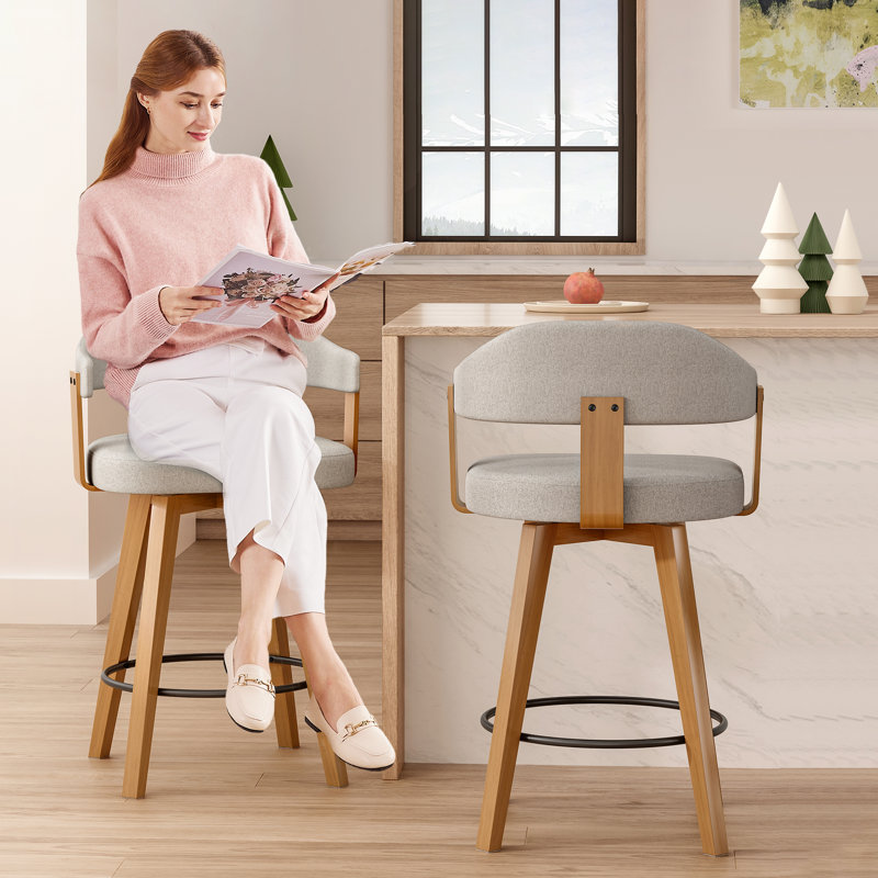 Swivel Linen Bar Stools 26" Counter Height - Corrigan Studio