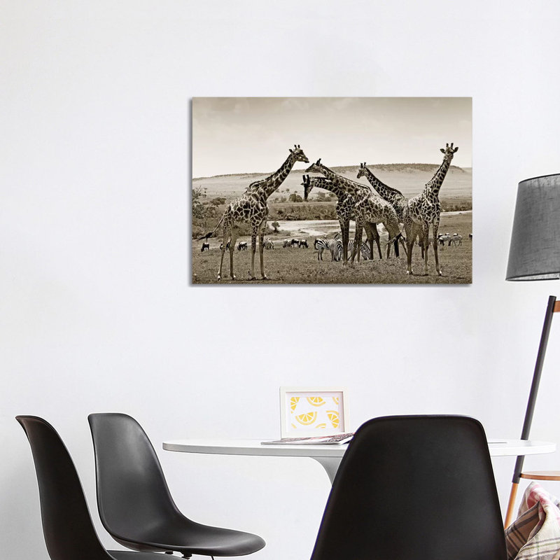 Gathering Giraffes by Klaus Tiedge - Wrapped Canvas Print, 101.6 cm H x 66.04 cm W x 1.91 cm D