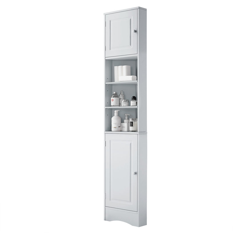 Grey Bathroom Storage Cabinet With Adjustable Shelves And Efficient Options Multi-Functional In Open Space