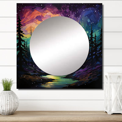 Fjolla - Miroir carré Aurora Borealis pour décoration murale