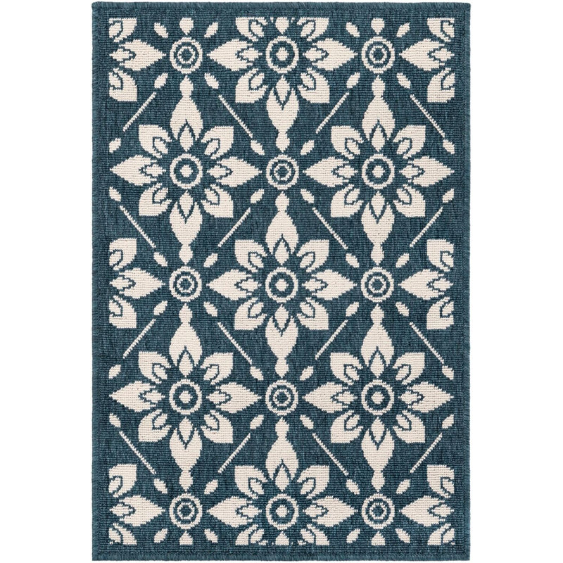 Tapis d'extérieur noir / bleu Aucun, Rectangle 2 pi x 3 pi 1 po