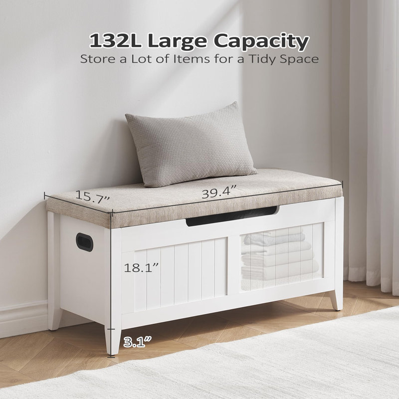Hirota Upholstered Storage Bench, 21.20" H x 39.40" W x 15.70" D