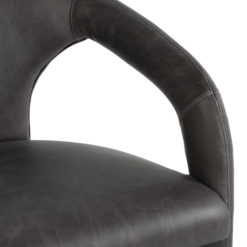 Archie Leather Counter Stool, Charcoal