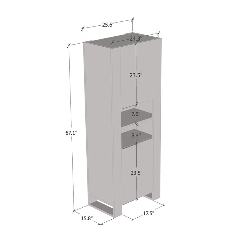 Bayron 25.6" Bookcase, Oak/Gray