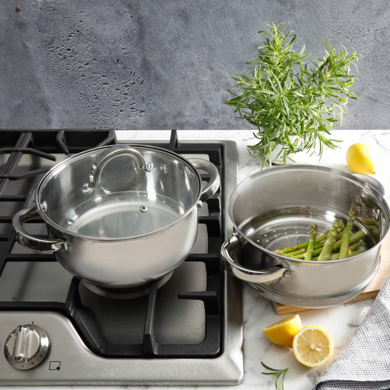 Oster Sangerfield 3 Qt Stainless Steel Steamer Set with Lid and Steamer Insert