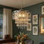 Lustre tambour en métal à 5 lumières Jolie avec détails en cristal-389995632