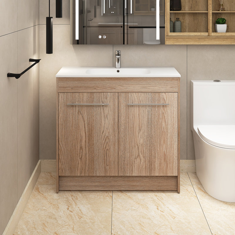 Meuble-lavabo simple 36 po avec plateau en marbre Rozalina